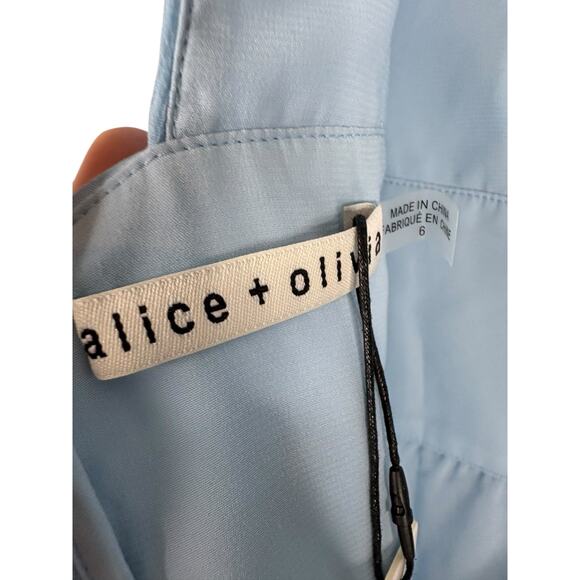 Alice + Olivia Holly Asymmetric Maxi Dress Tiered Ruffle Party Cocktail Blue 6 - Picture 12 of 14